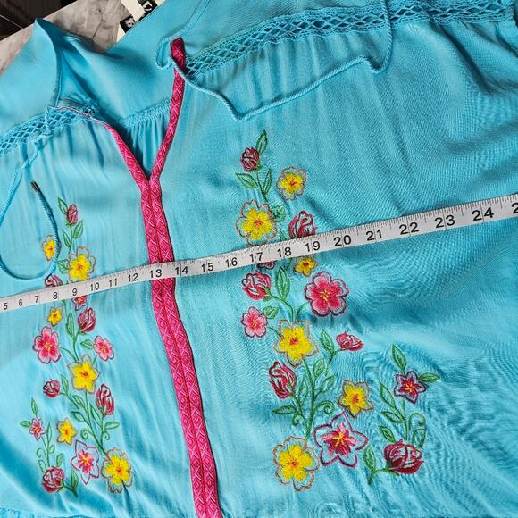 The Pioneer Woman Sz XXL Embroirered BOHO Festival Lace Ruffle Peplum Blouse - Picture 10 of 12